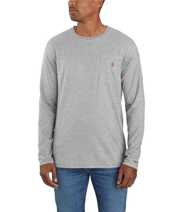 Carhartt Men\'s Force — York Grey Pocket T-Shirt - Long Heather New Sleeve Dave\'s