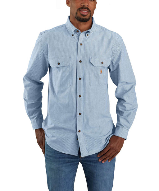 Carhartt Loose Fit Long Sleeve Stripe Chambray Shirt - Dark Blue Stripe