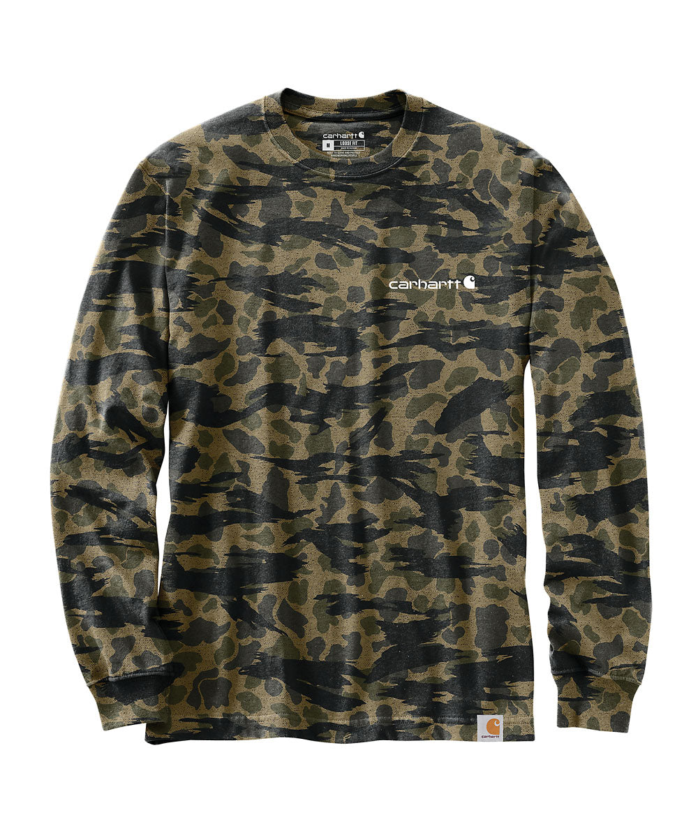 Carhartt Men's Loose Fit HW Camo Logo Long Sleeve T-shirt