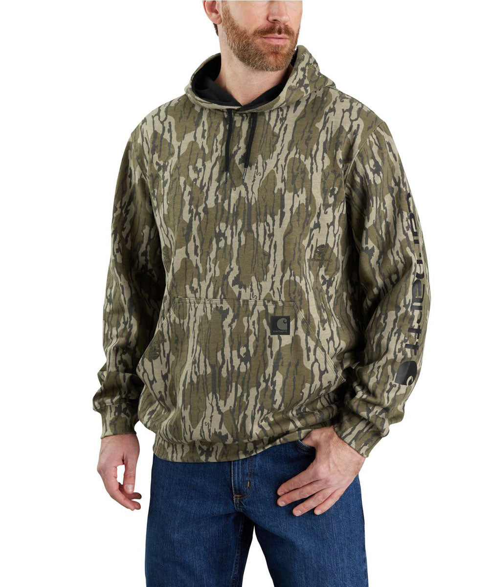 Carhartt mens Midweight Camo Sleeve Logo (Regular and Big & Tall Sizes)  Hooded Sweatshirt, Mossy Oak Break, XX-Large US