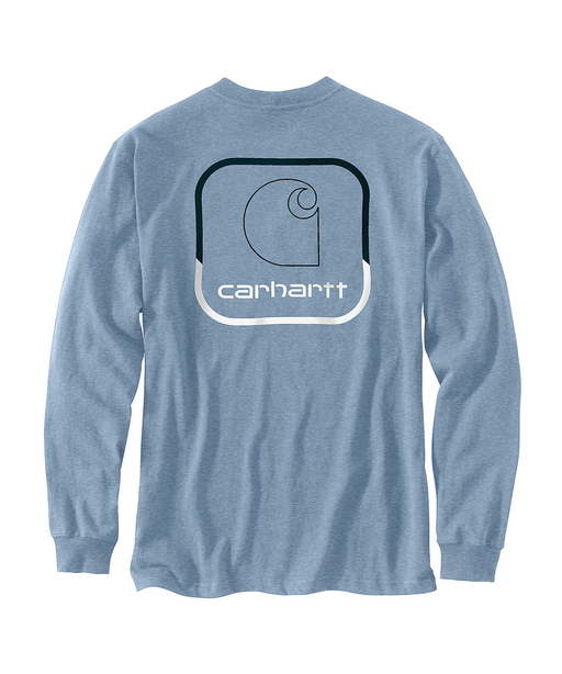 Carhartt Long Sleeve Logo Pocket T-shirt - Alpine Blue Heather at Dave's New York