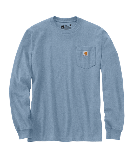 Carhartt Long Sleeve Logo Pocket T-shirt - Alpine Blue Heather at Dave's New York