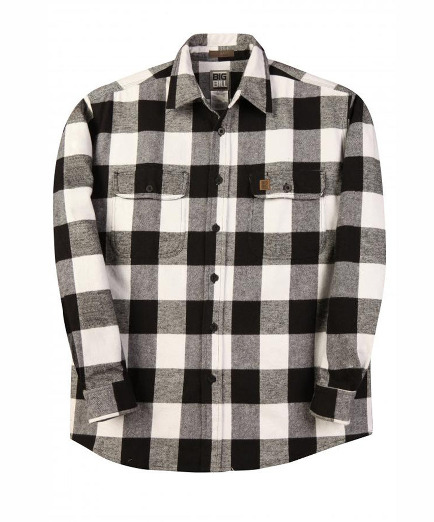 Big Bill Men's Premium Flannel Work Shirt - Black and White Plaid