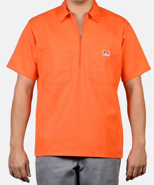 Ben Davis Short Sleeve Half-Zip Work Shirt - Orange at Dave's New York