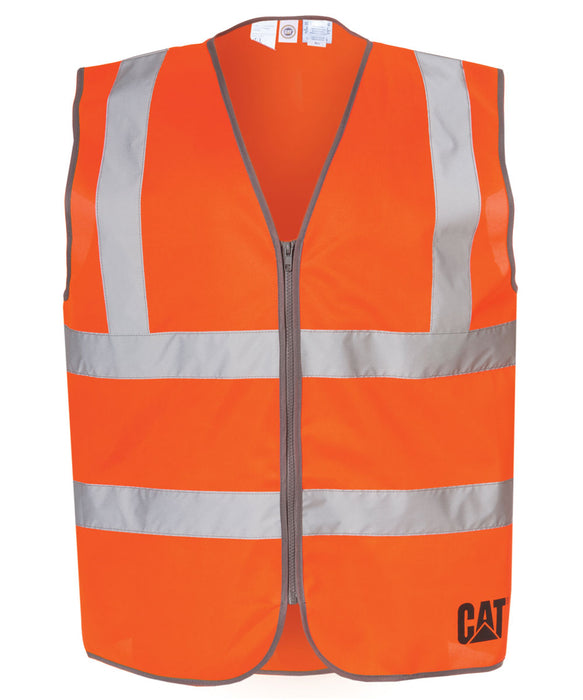 CAT ANSI Class 2 Hi-Vis Zip Safety Vest in Bright Orange at Dave's New York