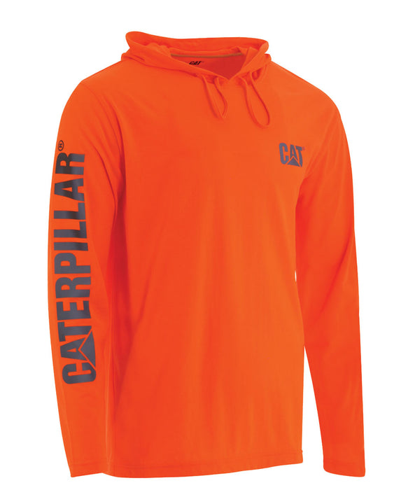 CAT Hi-Vis UPF Hooded Banner Long Sleeve T-shirt Bright Orange