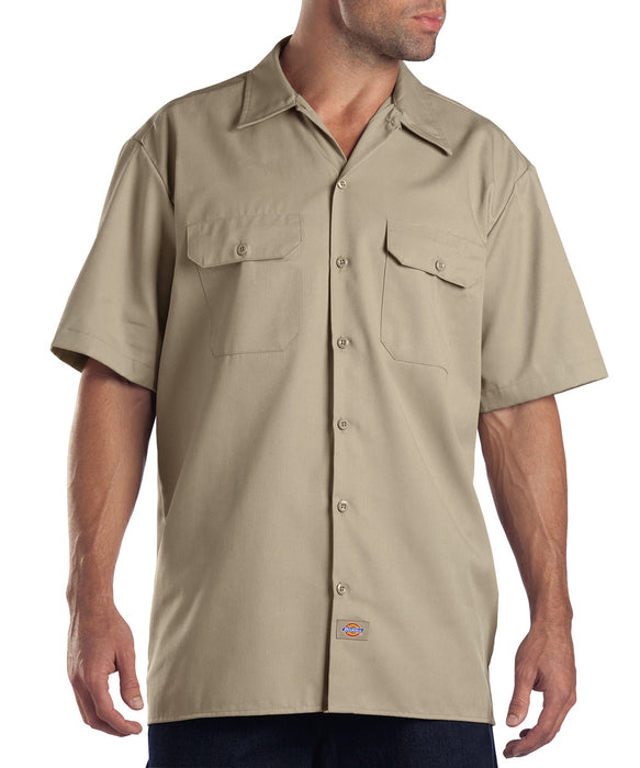 dress shirts to wear with khakis Dickies Men's Short Sleeve Work Shirt Khaki