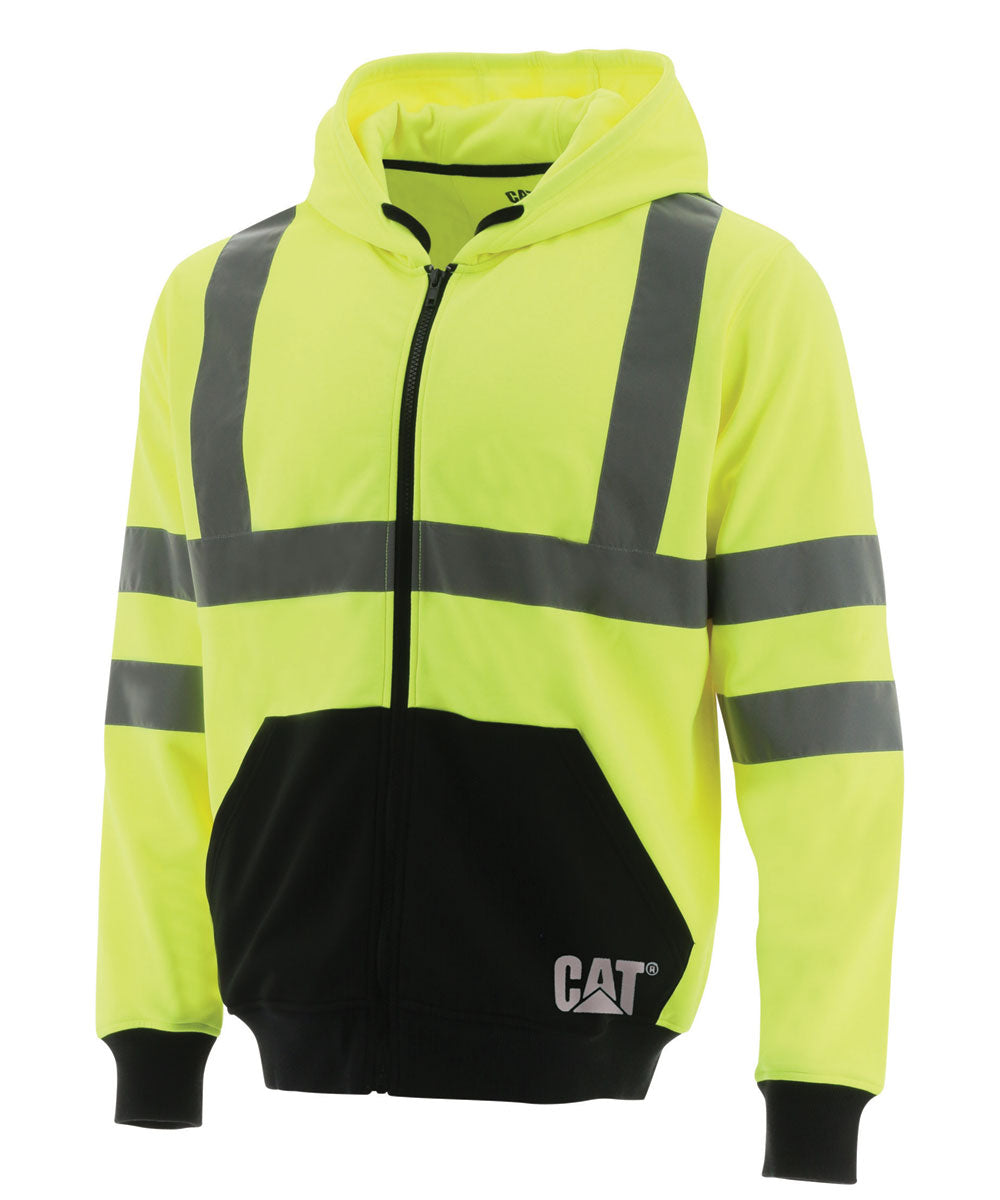 CAT Hi-Vis Full Zip Colorblock Sweatshirt Bright Yellow — Dave's