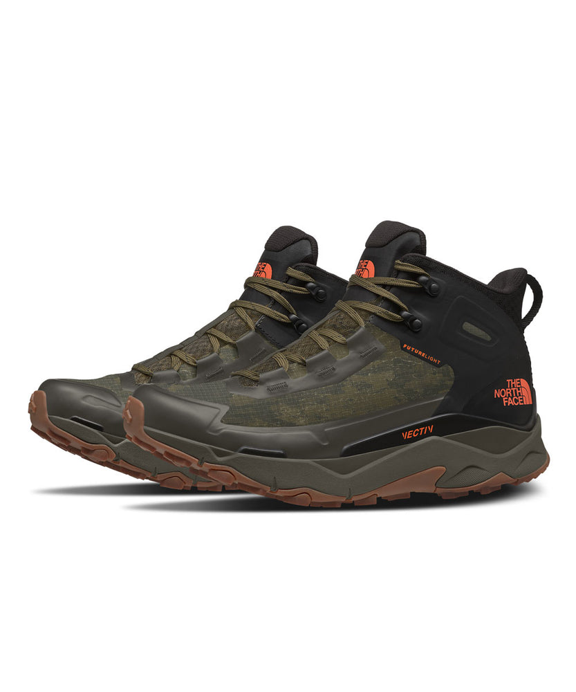 The North Face VECTIV Exploris Mid FUTURELIGHT Waterproof Boots - Military Olive Cloud Camo Wash Print/TNF Black at Dave's New York