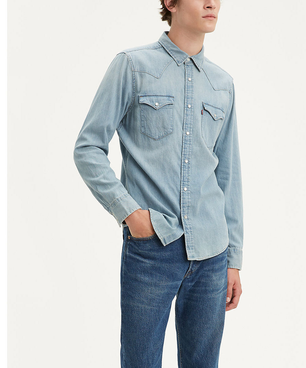 Levis Denim Pearl Button Flap Pockets Women's shirt Size Medium | eBay