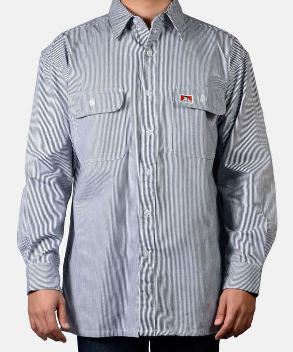 Ben Davis 100% Cotton Long Sleeve Button-Down Work Shirt - Hickory Stripe at Dave's New York