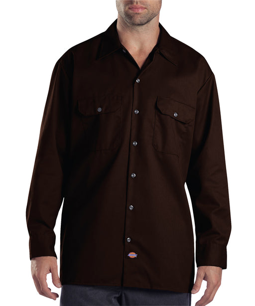 Dickies Long Sleeve Work Shirt in Dark Brown at Dave's New York