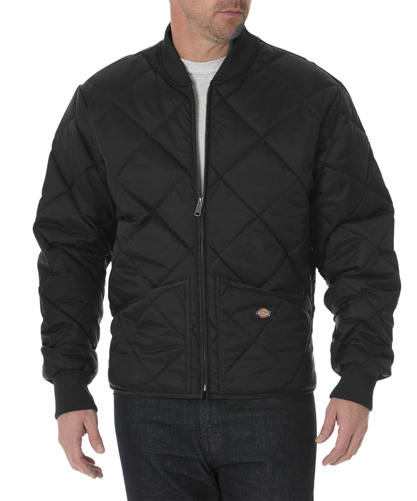 Dickies Diamond Quilted Nylon Jacket in Black at Dave's New York
