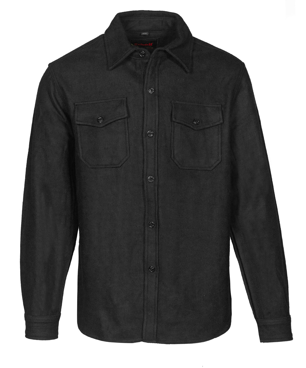 Schott NYC Men's CPO Wool Shirt - Black — Dave's New York