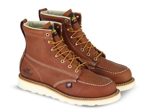 american heritage 6 tobacco moc toe Thorogood Men's Inch Wedge Work Boots, 13 2e, grain American leather with a cushioned footbed and stable wedge outsole for long days on concrete Thorogood Men's American Heritage 6"