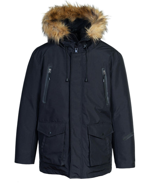 Schott NYC Men's Nylon Down-Filled Hooded Parka in Black at Dave's New York