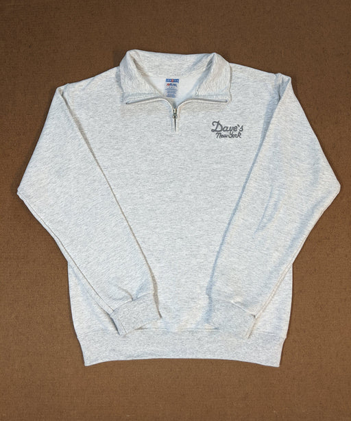 Dave’s New York Men's Vintage Logo Half-Zip Sweatshirt - Ash Grey