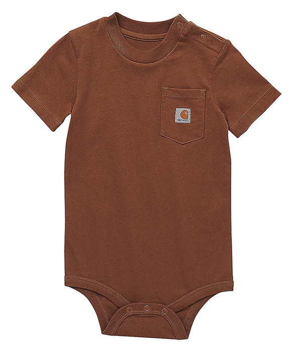 Carhartt Infant Short Sleeve Pocket Bodysuit Onesie - Carhartt Brown at Dave's New York
