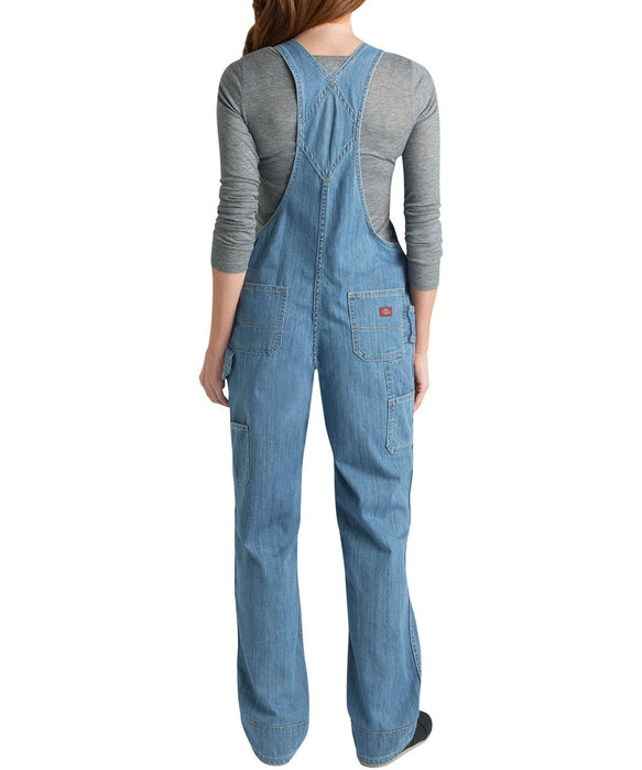 Dickies Women's Relaxed Fit Bib Overalls - Stonewashed Blue