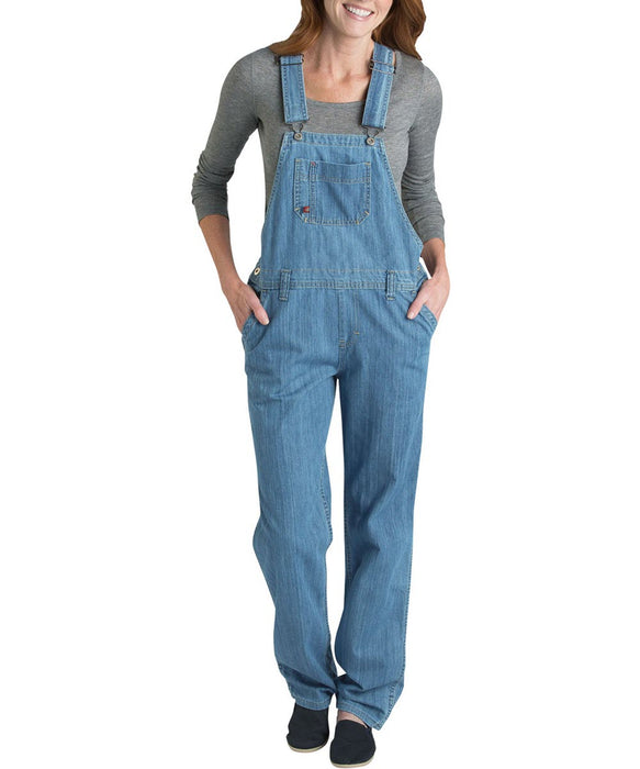 Dickies Women's Relaxed Fit Bib Overalls Stonewashed Blue