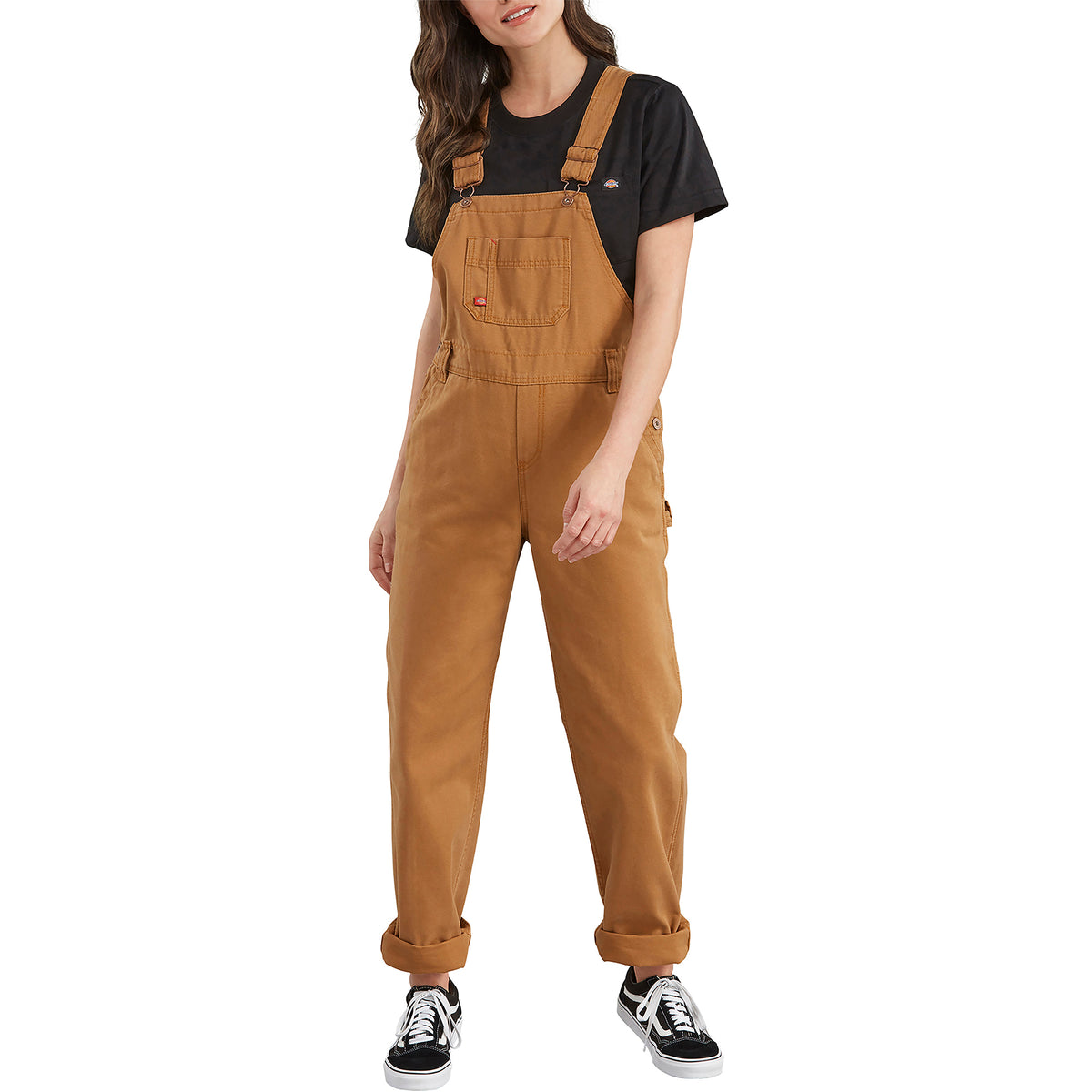 Dickies womens Women's Relaxed Fit Bib Overalls, Rinsed Moss Green