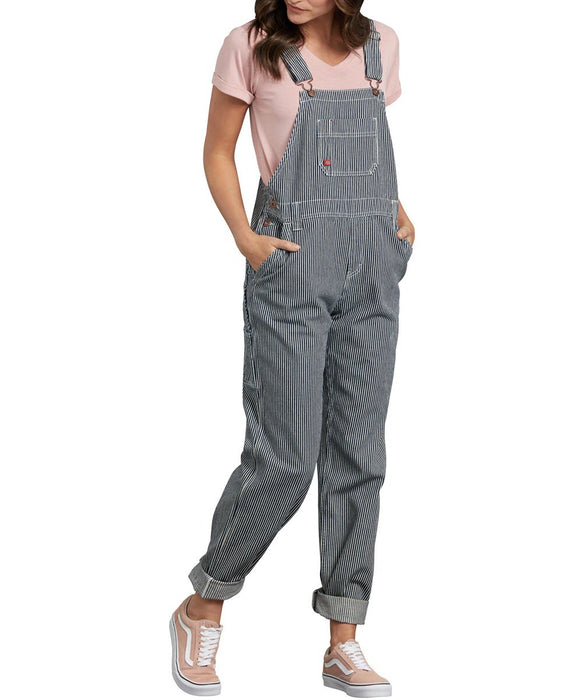 Dickies Women's Relaxed Fit Bib Overalls - Hickory Stripe at Dave's New York