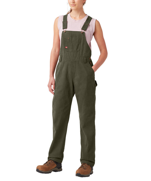 Dickies Women's Relaxed Fit Bib Overalls - Rinsed Moss Duck at Dave's New York