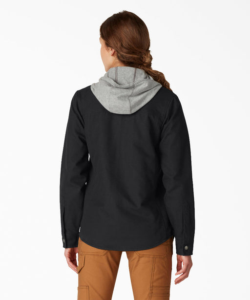 Dickies Women's Duck Hooded Shirt Jacket - Black at Dave's New York