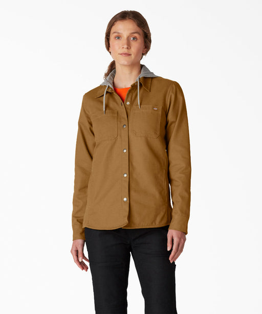 Dickies Women's Duck Hooded Shirt Jacket - Brown Duck at Dave's New York