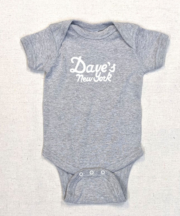 Dave's New York Vintage Logo Short Sleeve Infant Bodysuit - Heather Grey