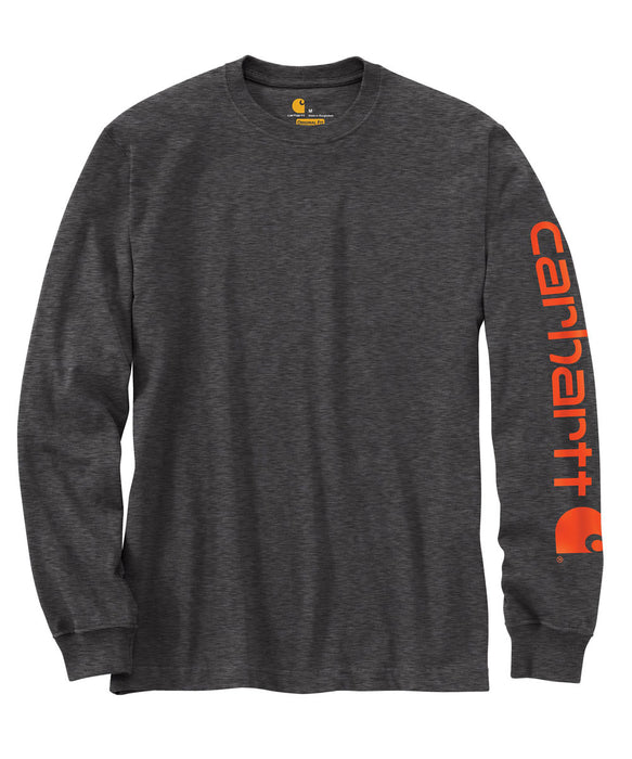 Carhartt Signature Sleeve Logo Long-Sleeve T-Shirt in Carbon Heather at Dave's New York