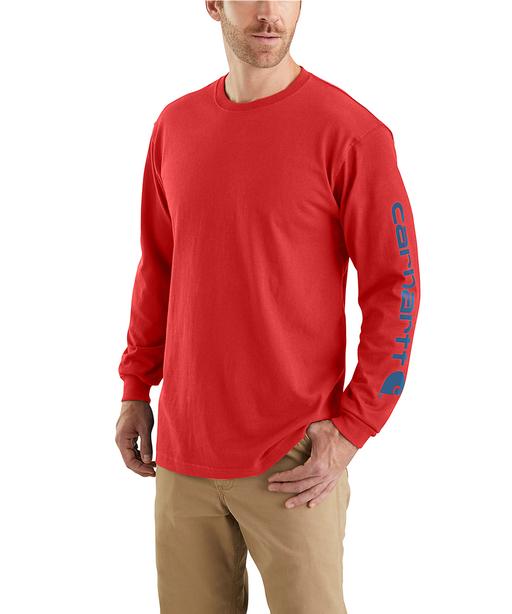Carhartt Signature Sleeve Logo Long-Sleeve T-Shirt - Fire Red Heather at Dave's New York