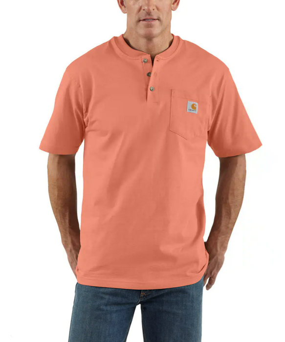 Carhartt Men s Short Sleeve Henley T Shirt Terracotta