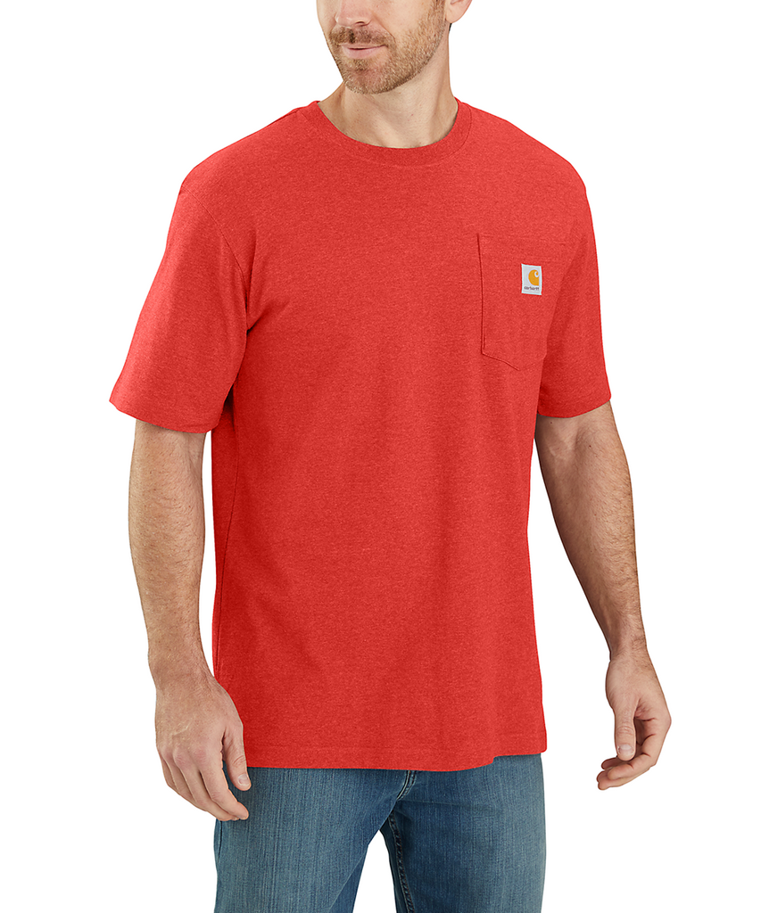 Carhartt Long Sleeve Workwear Pocket T-Shirt, Men's Fire Red Heather