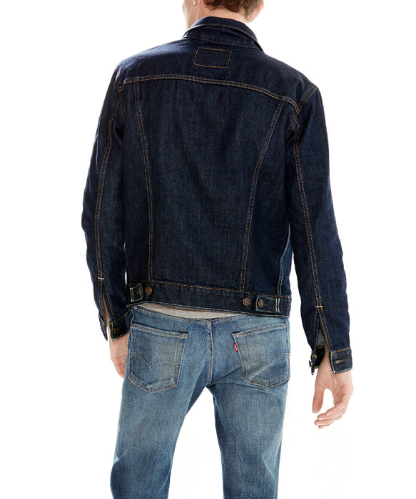 New Levis Mens Denim Jean Trucker Jacket Patches Medium Wash Size Medium