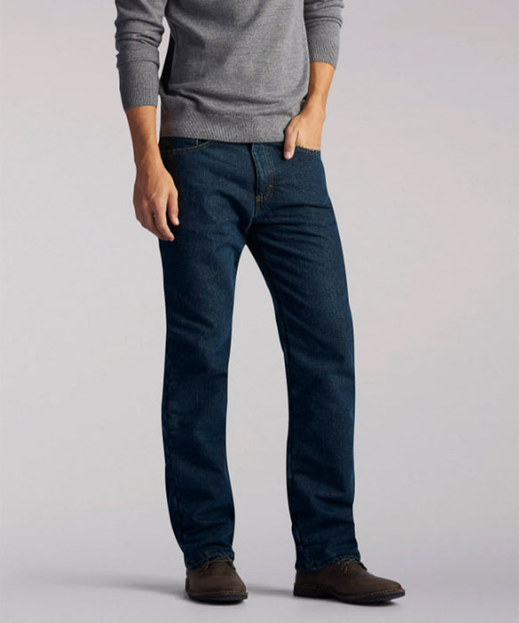 Lee Men's Relaxed Fit Fleece-Lined Straight Leg Jeans - Black