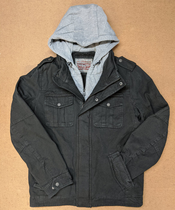 Levi's Men's Military Style Hooded Jacket in Black at Dave's New York