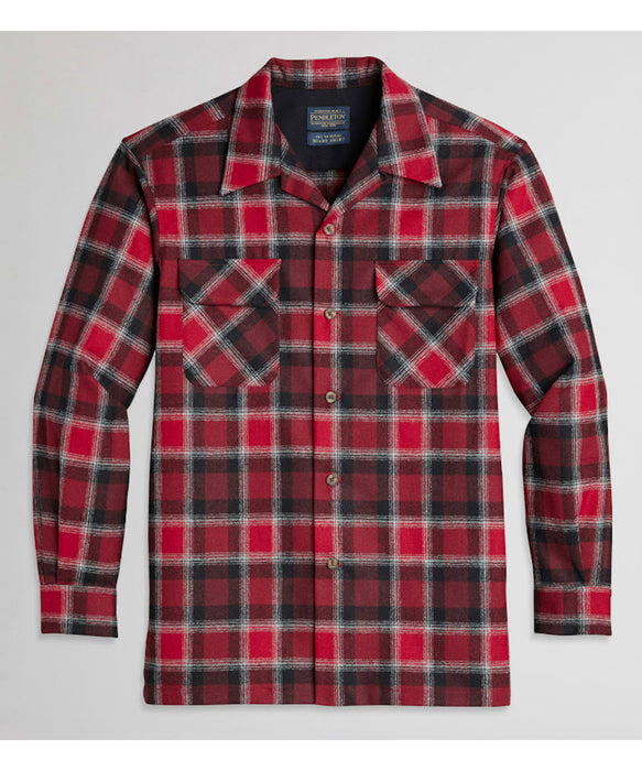 Pendleton Men's Wool Board Shirt Red/Black/Grey Plaid