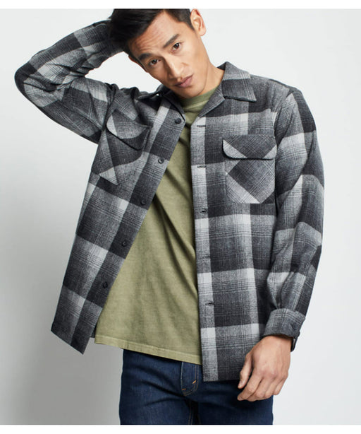 Pendleton Men's Plaid Board Wool Shirt - Grey/Oxford Ombre at Dave's New York