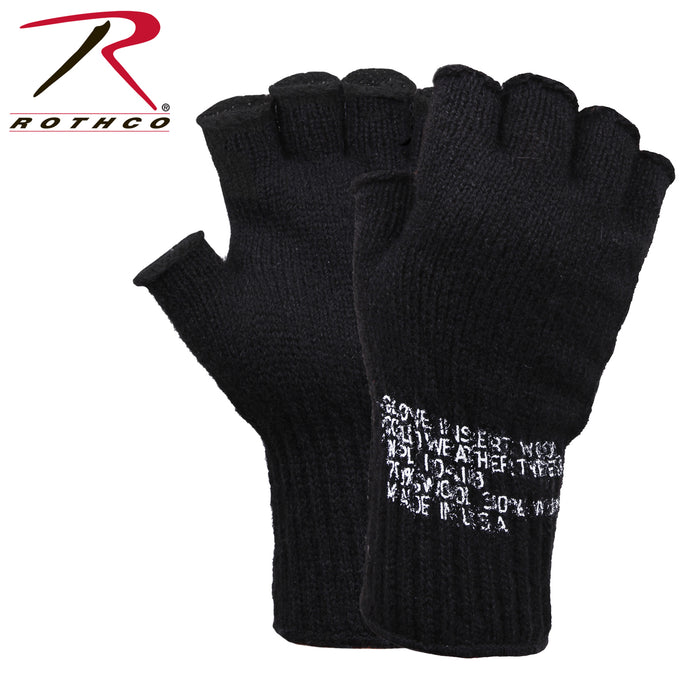 Rothco Military Fingerless Wool Gloves in Black at Dave's New York