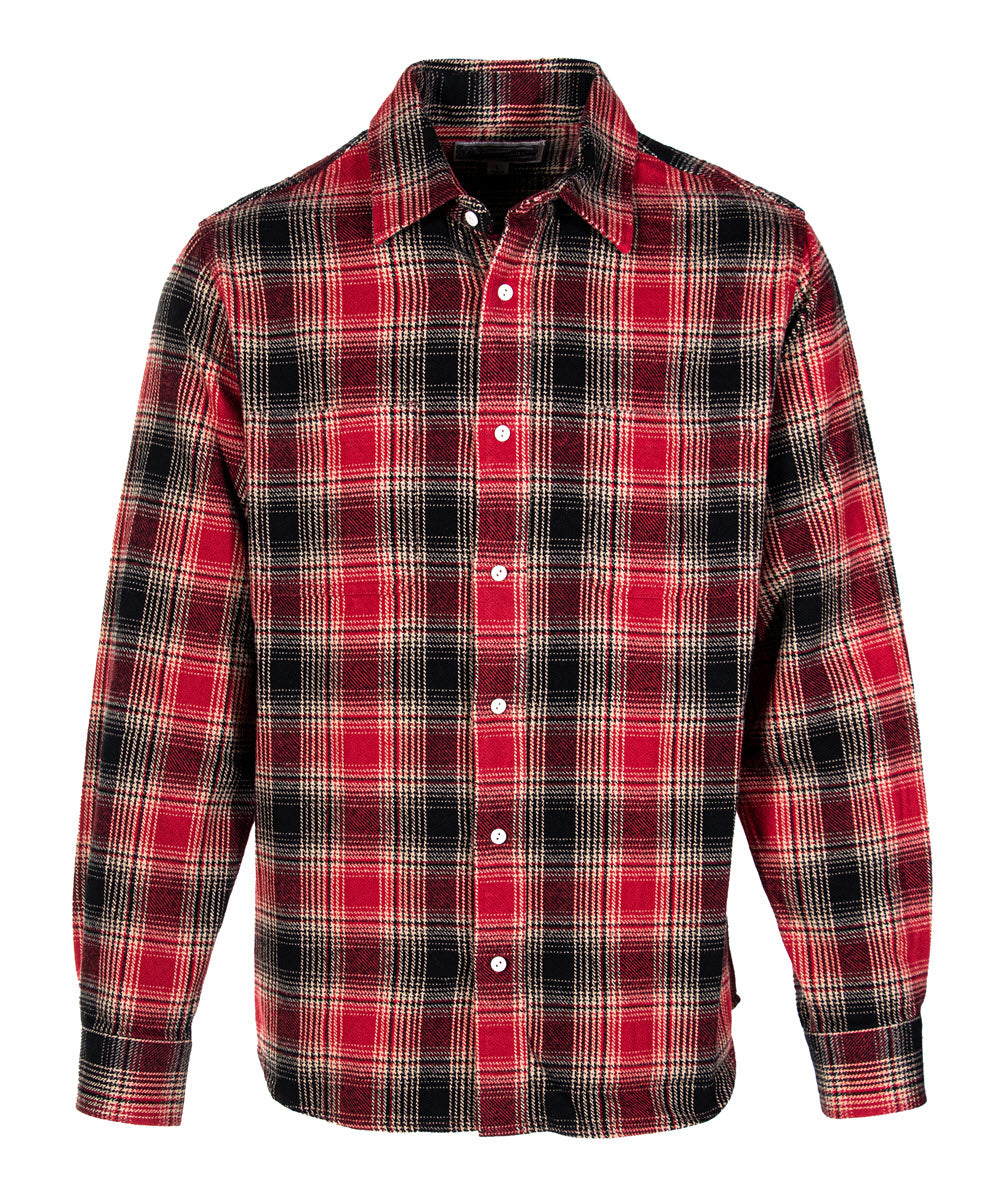 Schott NYC Men's Plaid Flannel Shirt - Black/Red — Dave's New York