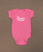 Dave's New York Logo Short Sleeve Infant Bodysuit in Hot Pink