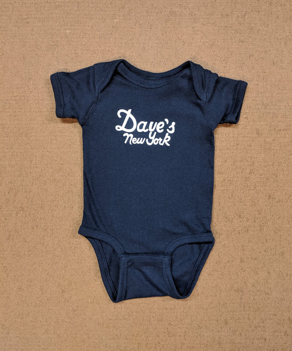 Dave's New York Logo Short Sleeve Infant Bodysuit in Navy
