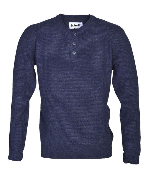 Schott NYC Wool Henley Sweater in Navy at Dave's New York