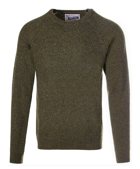 Schott NYC Men's Ribbed Knit Wool Crewneck Sweater - Moss at Dave's New York