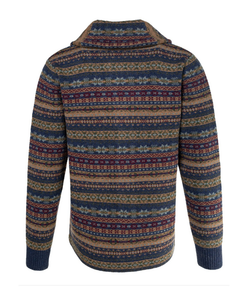 Schott NYC Men's Wool Fair Isle Cardigan Sweater - Navy at Dave's New York