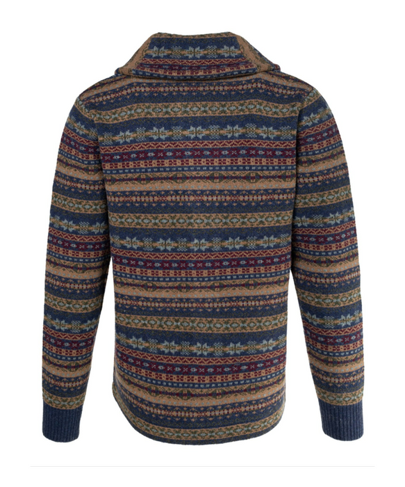 Schott NYC Men's Wool Fair Isle Cardigan Sweater - Navy at Dave's New York