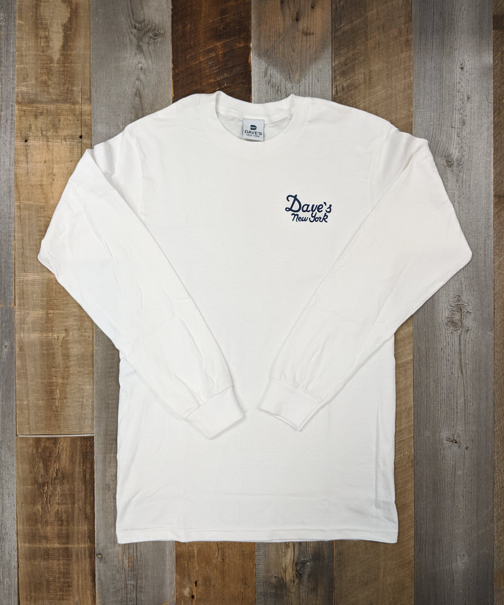 charme Kære En nat Dave's New York Vintage Logo Long Sleeve T-shirt - White — Dave's New York