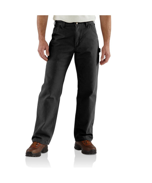 Carhartt B111 Washed Duck Flannel-Lined Work Dungaree Pant in Black at Dave's New York