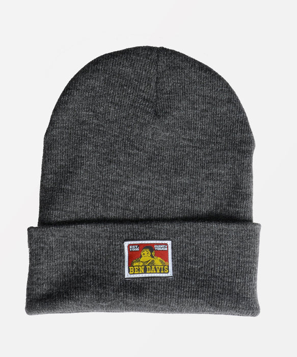 Ben Davis Logo Knit Beanie in Charcoal at Dave's New York